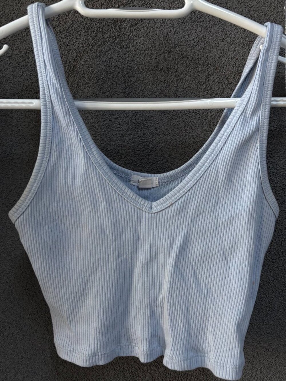 Garage Light Blue Ribbed Crop Tank